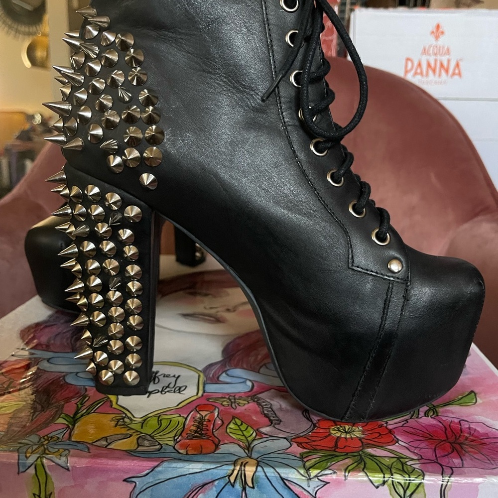 Jeffrey Campbell Black Platform Boots with Silver Studs - Picture 6 of 11